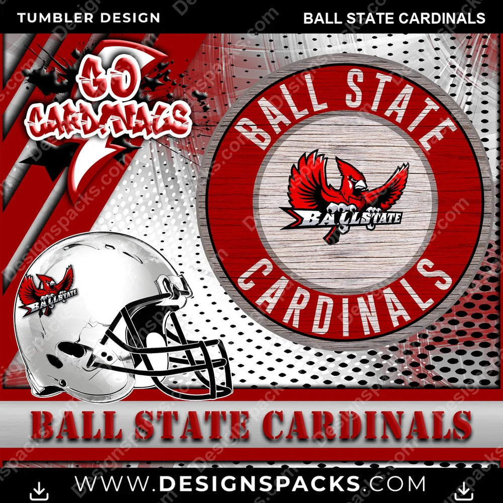 College Sport Go Team 2 Ball State Cardinals NCAA College Sport Tumbler Digital Wrap Design Download