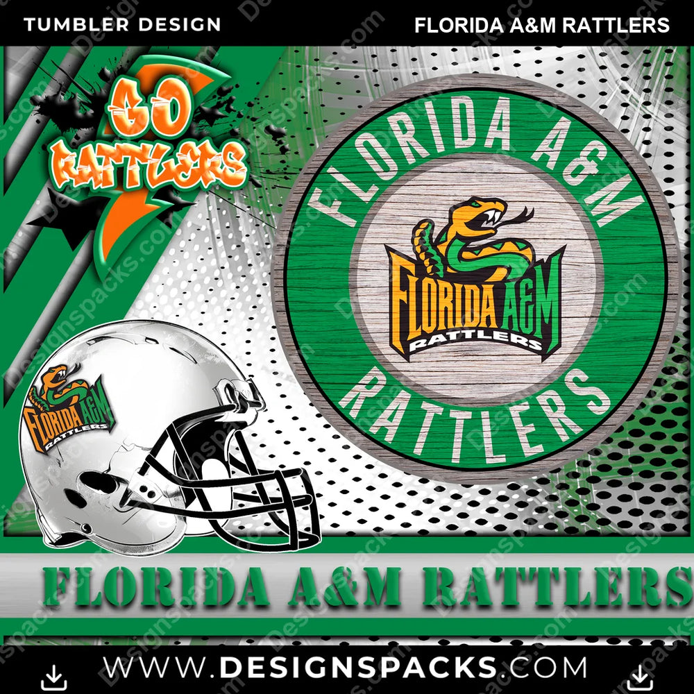 College Sport Go Team 2 Florida A&M Rattlers NCAA College Sport Tumbler Digital Wrap Design Download