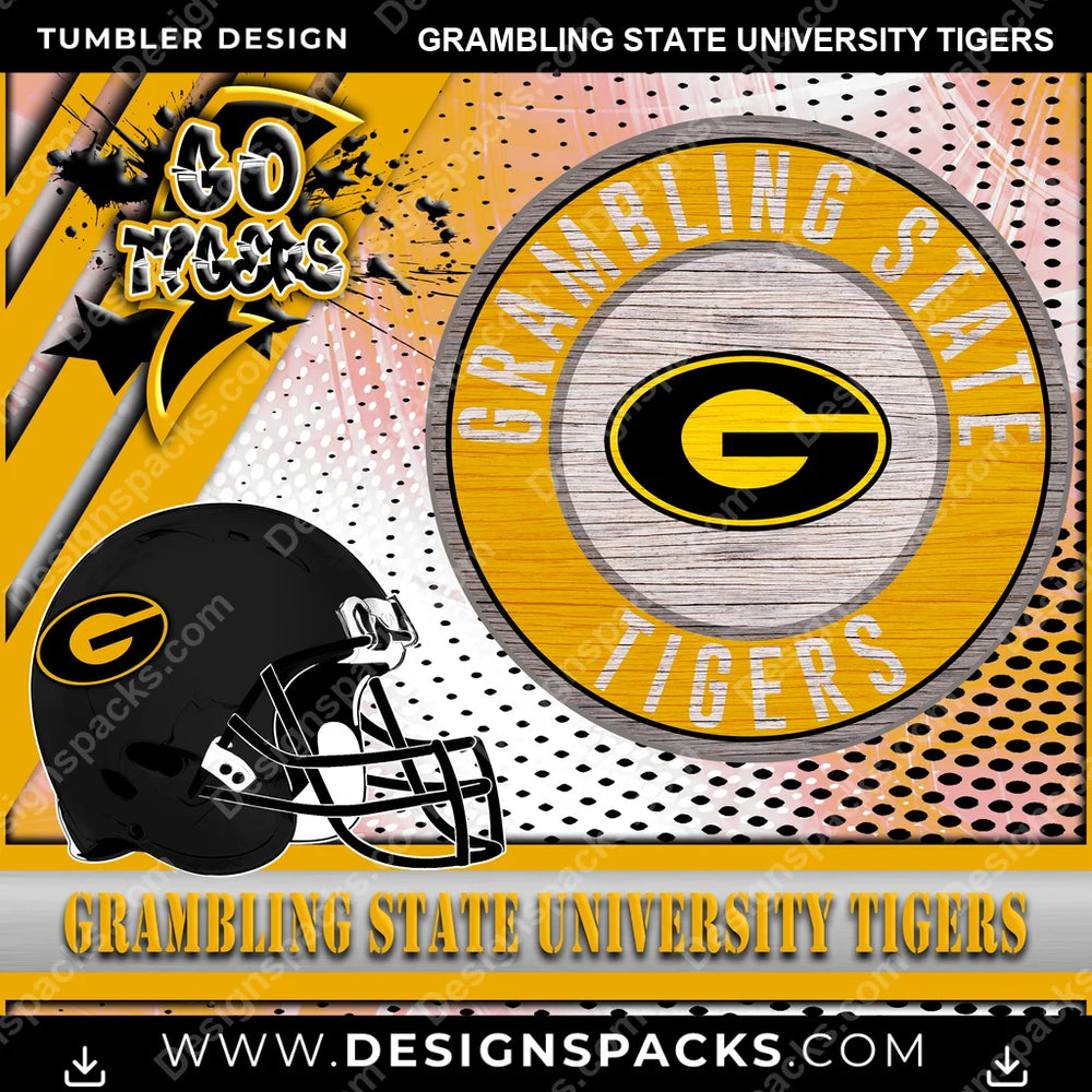 College Sport Go Team 2 Grambling State University Tigers NCAA College Sport Tumbler Digital Wrap Design Download