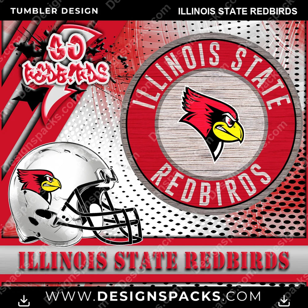 College Sport Go Team 2 Illinois State Redbirds NCAA College Sport Tumbler Digital Wrap Design Download