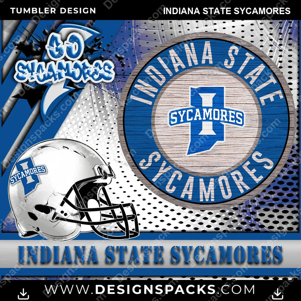 College Sport Go Team 2 Indiana State Sycamores NCAA College Sport Tumbler Digital Wrap Design Download