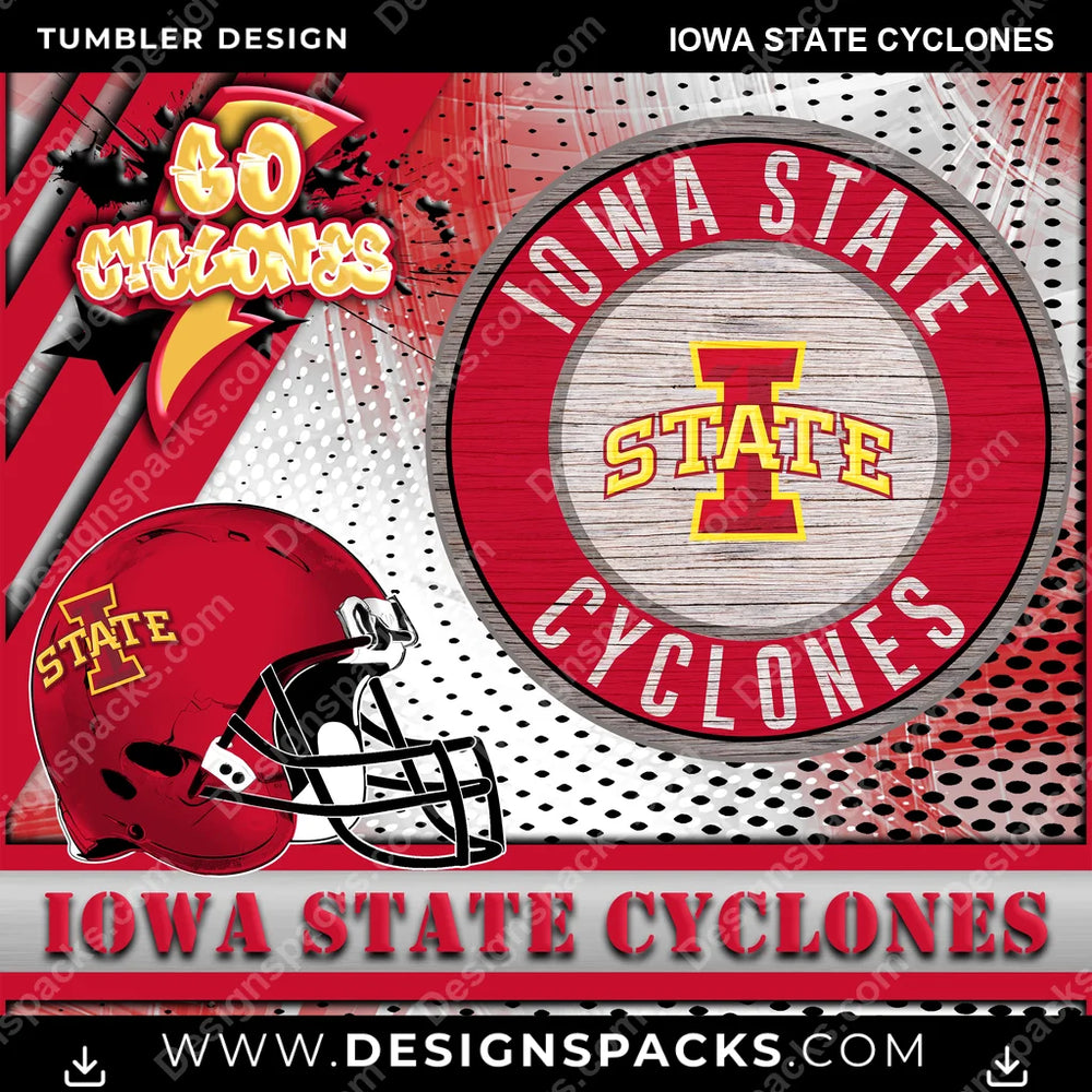 College Sport Go Team 2 Iowa State Cyclones NCAA College Sport Tumbler Digital Wrap Design Download