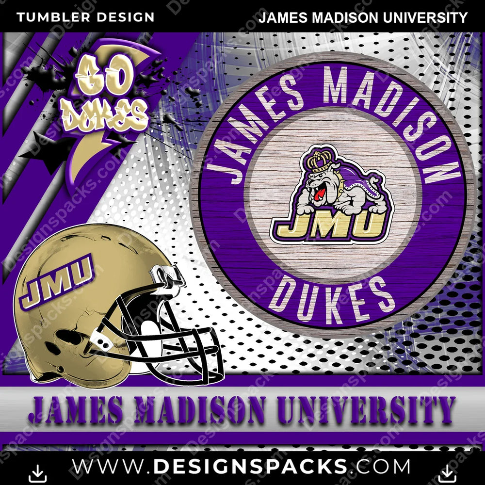 College Sport Go Team 2 James Madison University NCAA College Sport Tumbler Digital Wrap Design Download