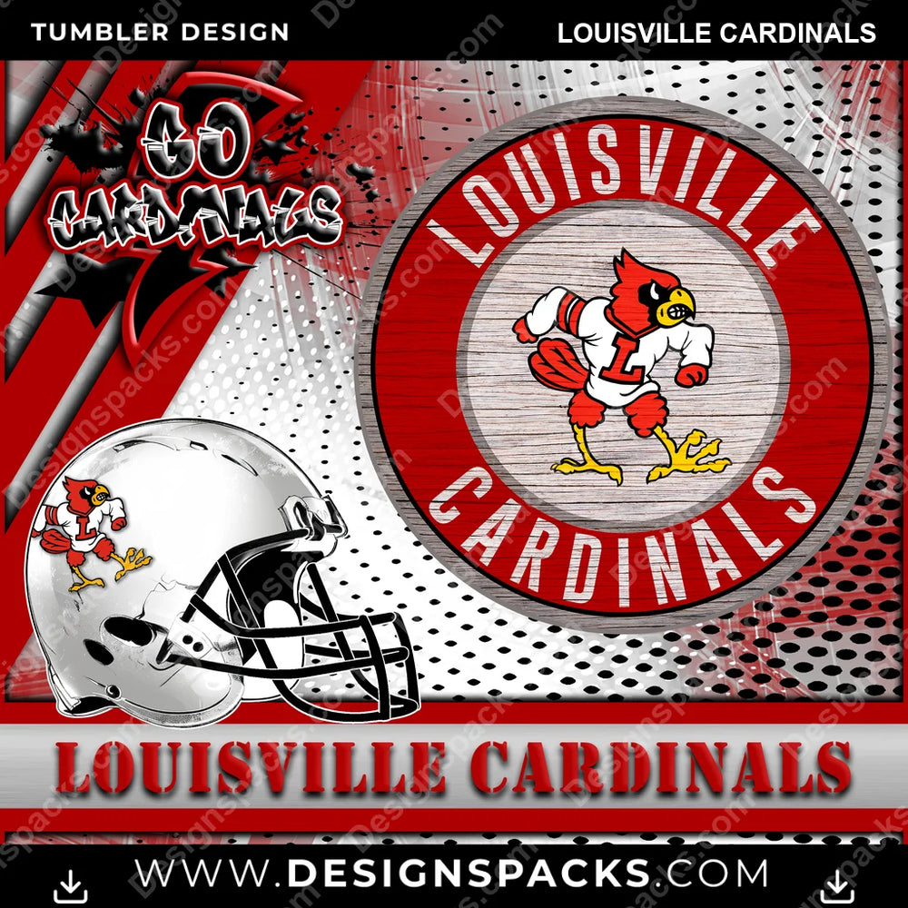 College Sport Go Team 2 Louisville Cardinals NCAA College Sport Tumbler Digital Wrap Design Download