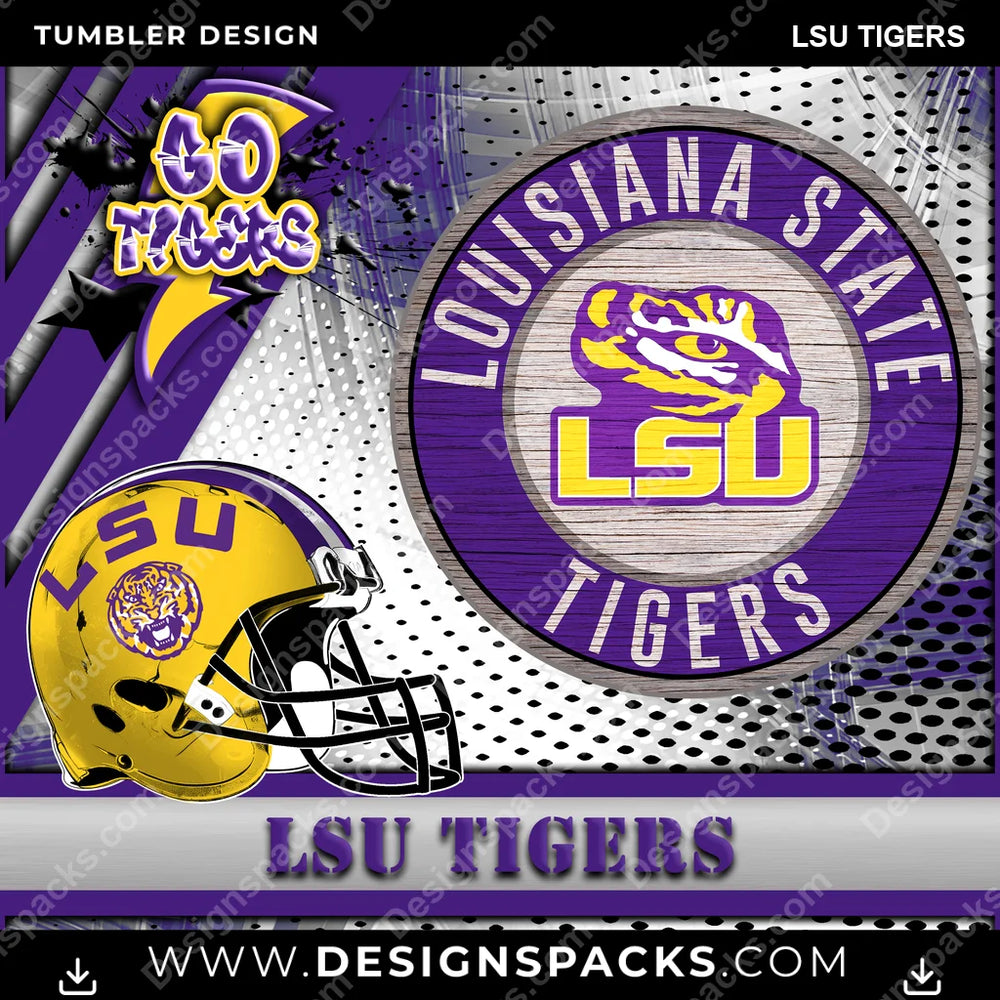 College Sport Go Team 2 LSU Tigers NCAA College Sport Tumbler Digital Wrap Design Download
