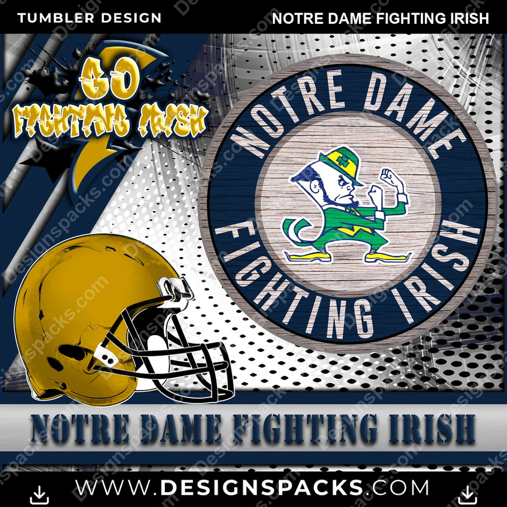 College Sport Go Team 2 Notre Dame Fighting Irish NCAA College Sport Tumbler Digital Wrap Design Download