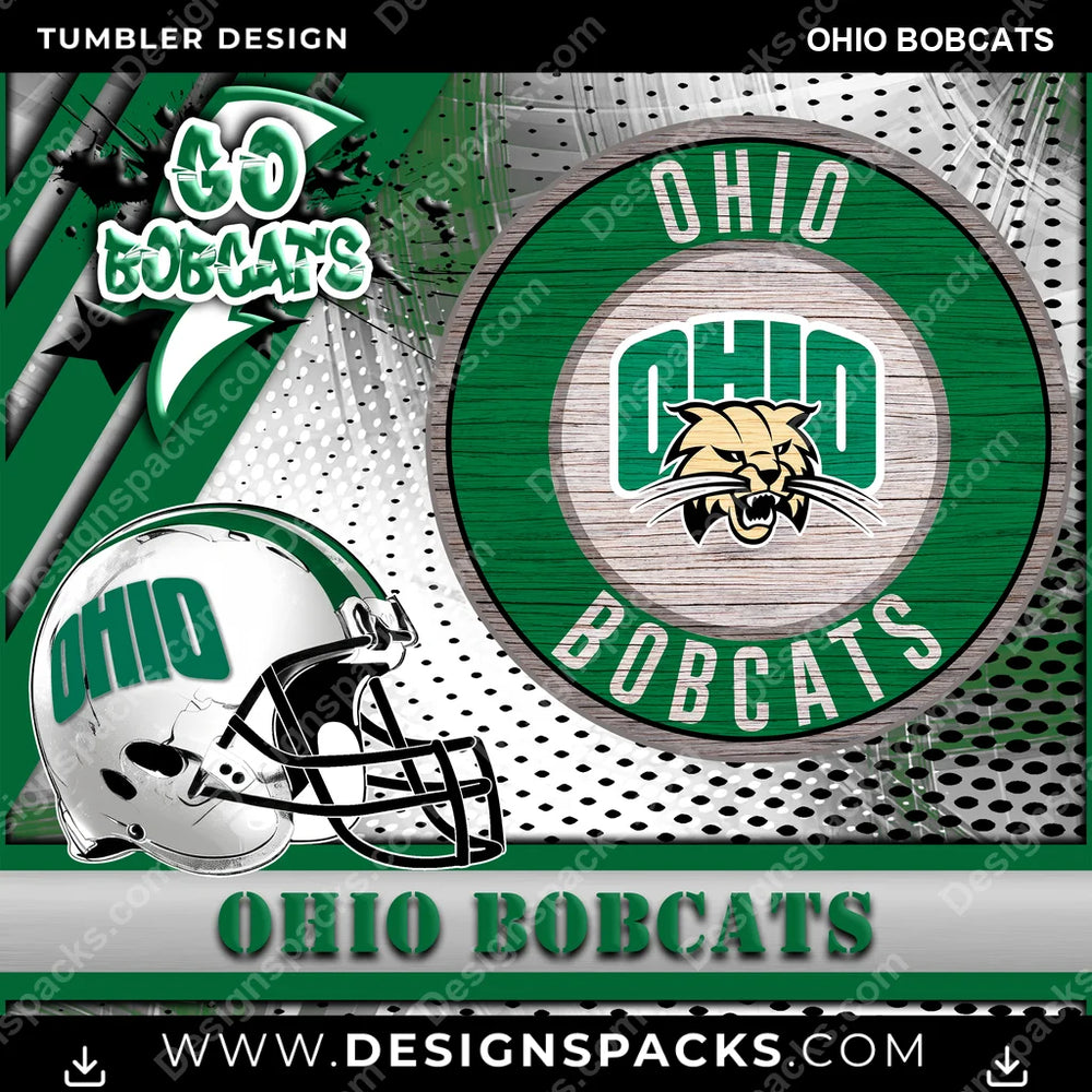 College Sport Go Team 2 Ohio Bobcats NCAA College Sport Tumbler Digital Wrap Design Download