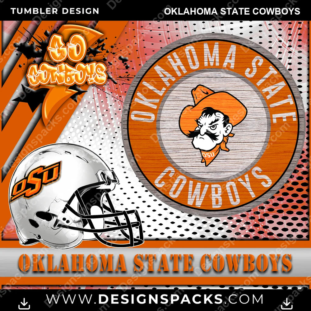 College Sport Go Team 2 Oklahoma State Cowboys NCAA College Sport Tumbler Digital Wrap Design Download