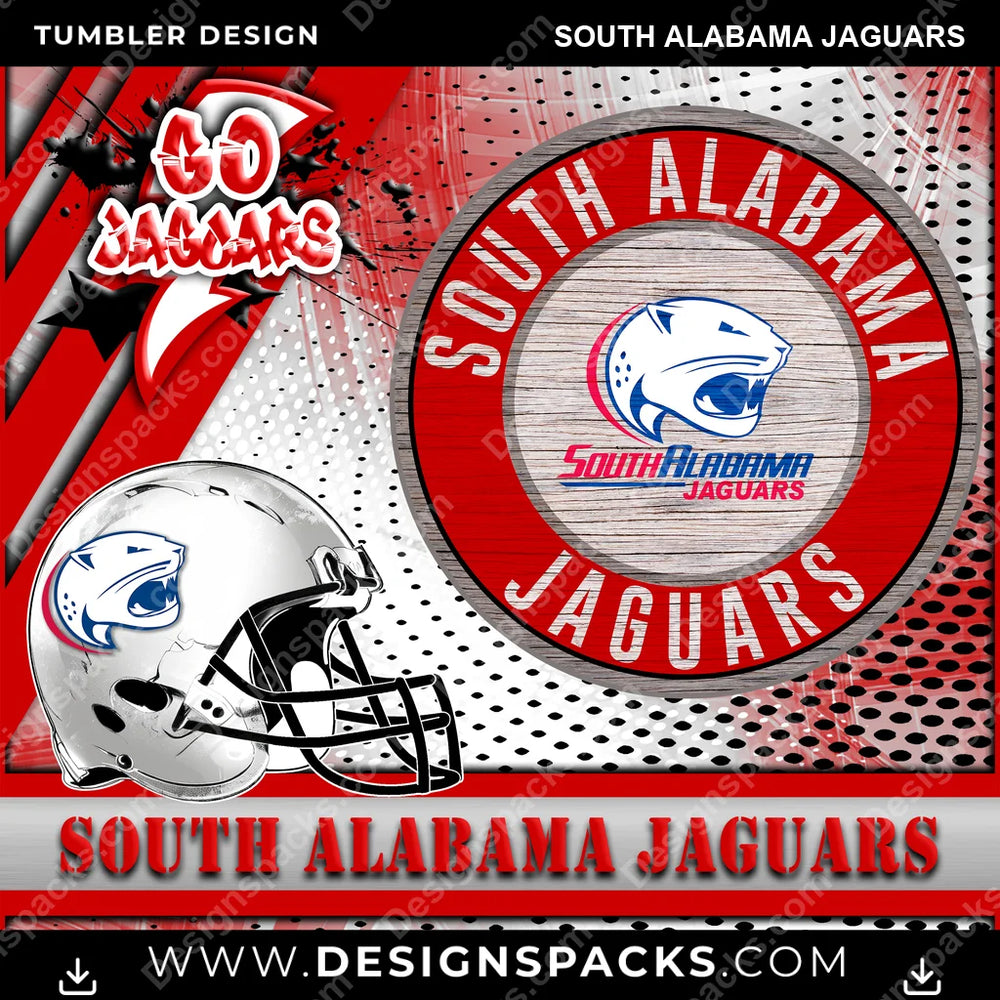 College Sport Go Team 2 South Alabama Jaguars NCAA College Sport Tumbler Digital Wrap Design Download