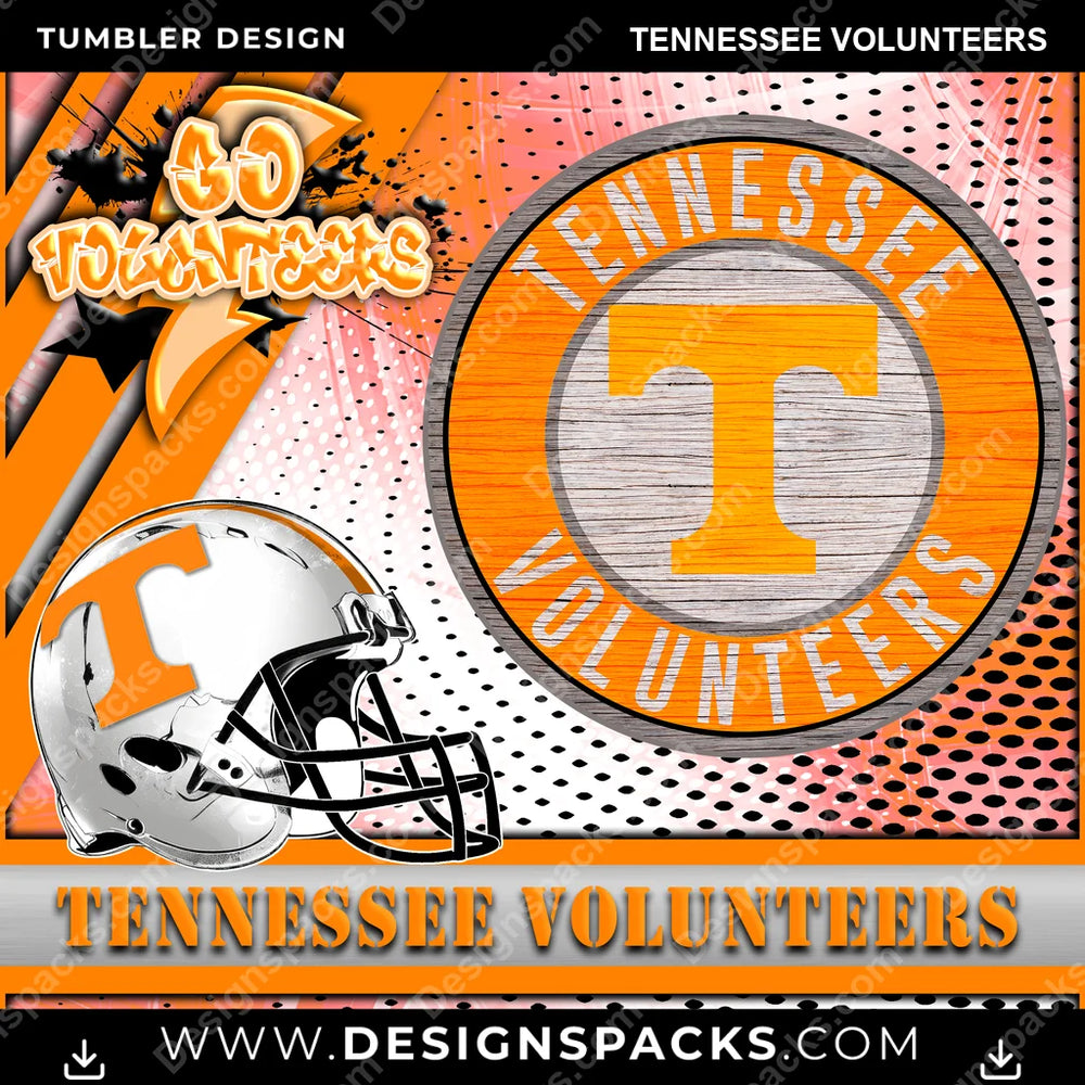 College Sport Go Team 2 Tennessee Volunteers NCAA College Sport Tumbler Digital Wrap Design Download