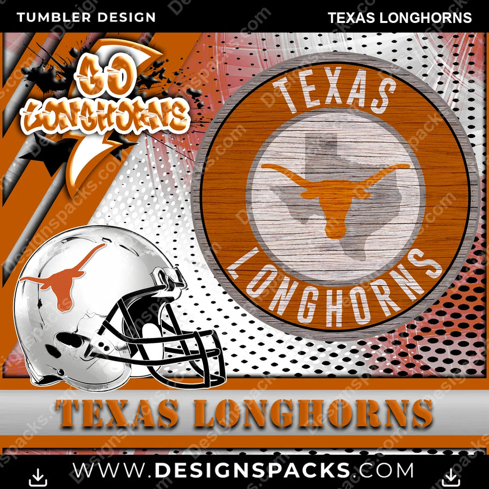 College Sport Go Team 2 Texas Longhorns NCAA College Sport Tumbler Digital Wrap Design Download