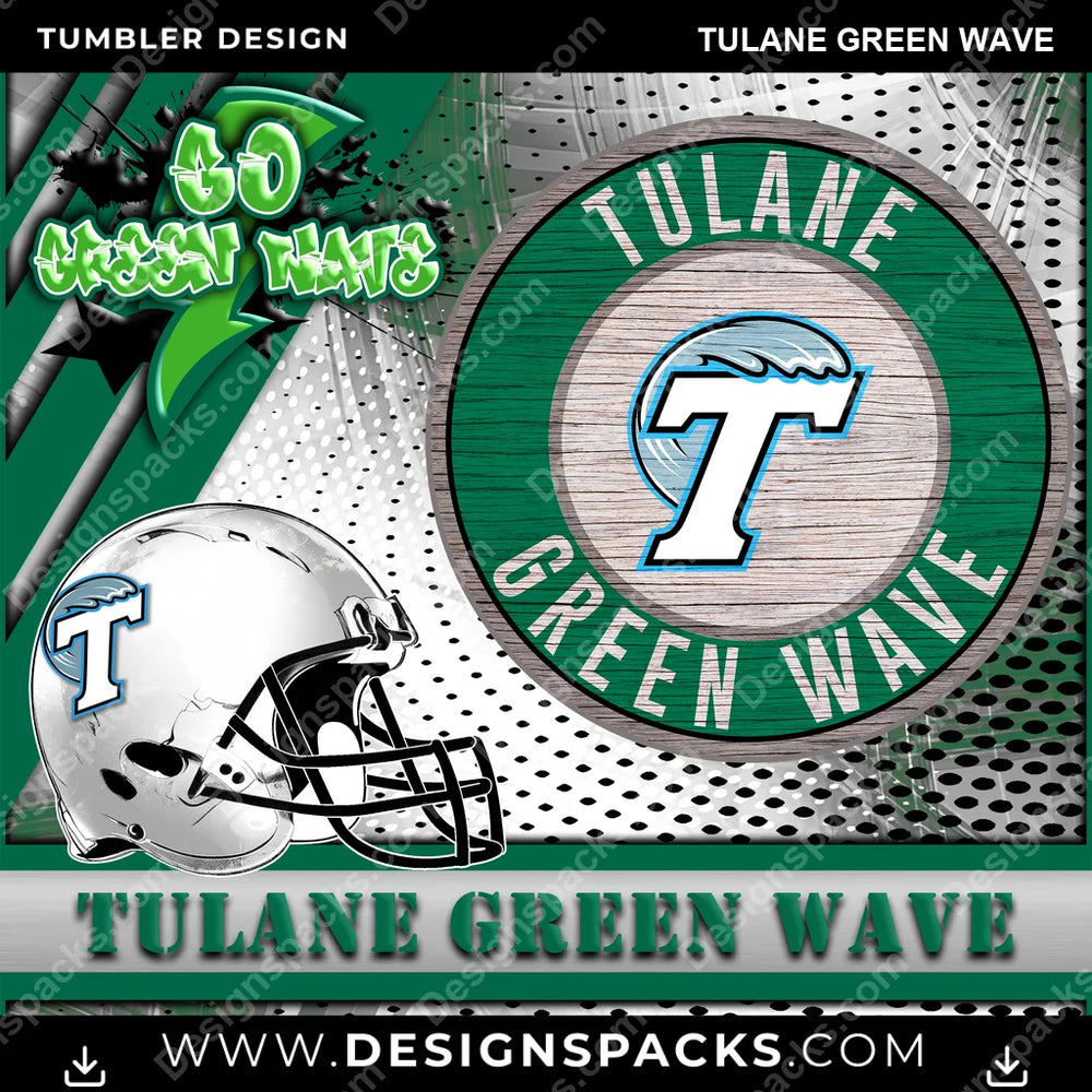 College Sport Go Team 2 Tulane Green Wave NCAA Tumbler Digital Wrap Design Download