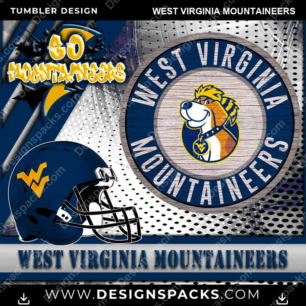 College Sport Go Team 2 West Virginia Mountaineers NCAA College Sport Tumbler Digital Wrap Design Download