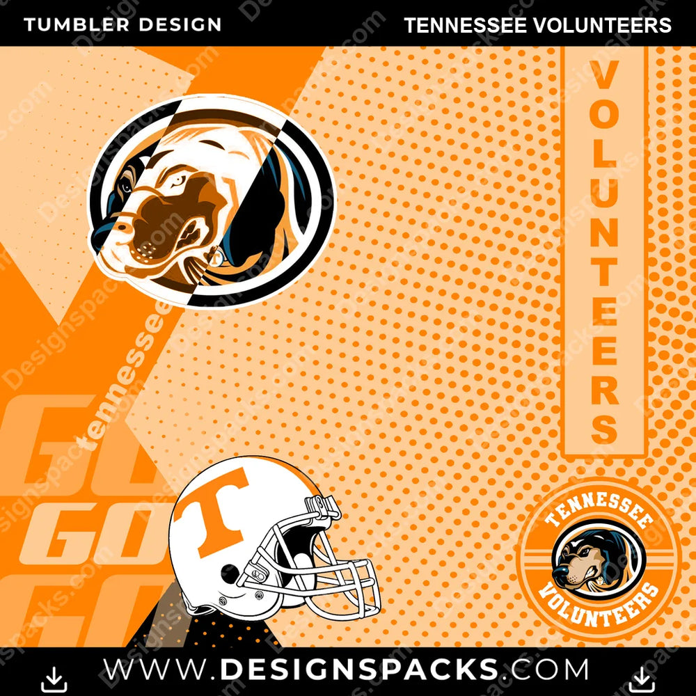 College Sport GO Tennessee Volunteers NCAA College Sport Tumbler Digital Wrap Design Download