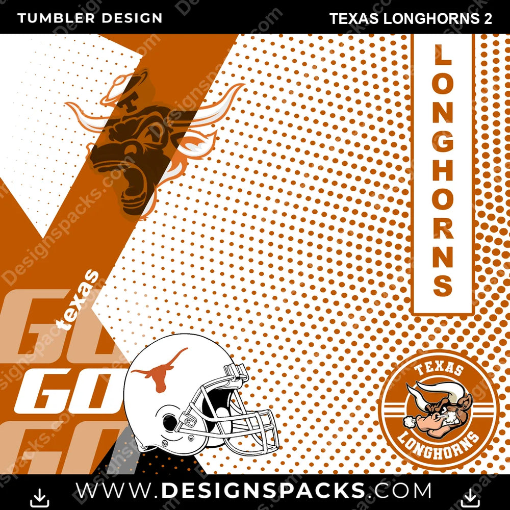 College Sport GO Texas Longhorns 2 NCAA College Sport Tumbler Digital Wrap Design Download