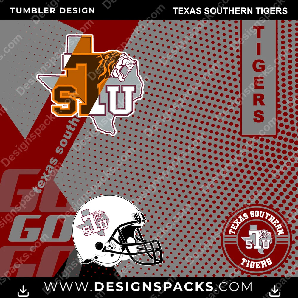 College Sport GO Texas Southern Tigers NCAA College Sport Tumbler Digital Wrap Design Download