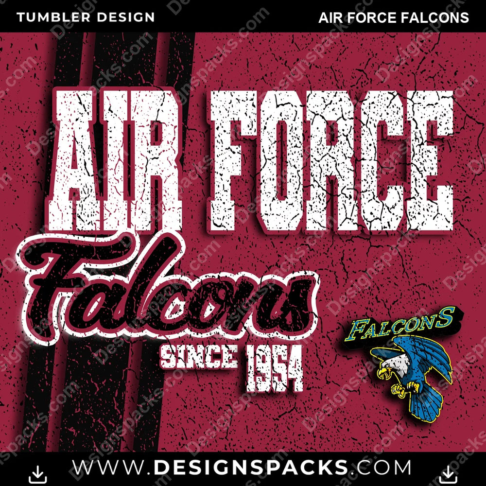 College Sport Grunge Air Force Falcons NCAA College Sport Tumbler Digital Wrap Design Download