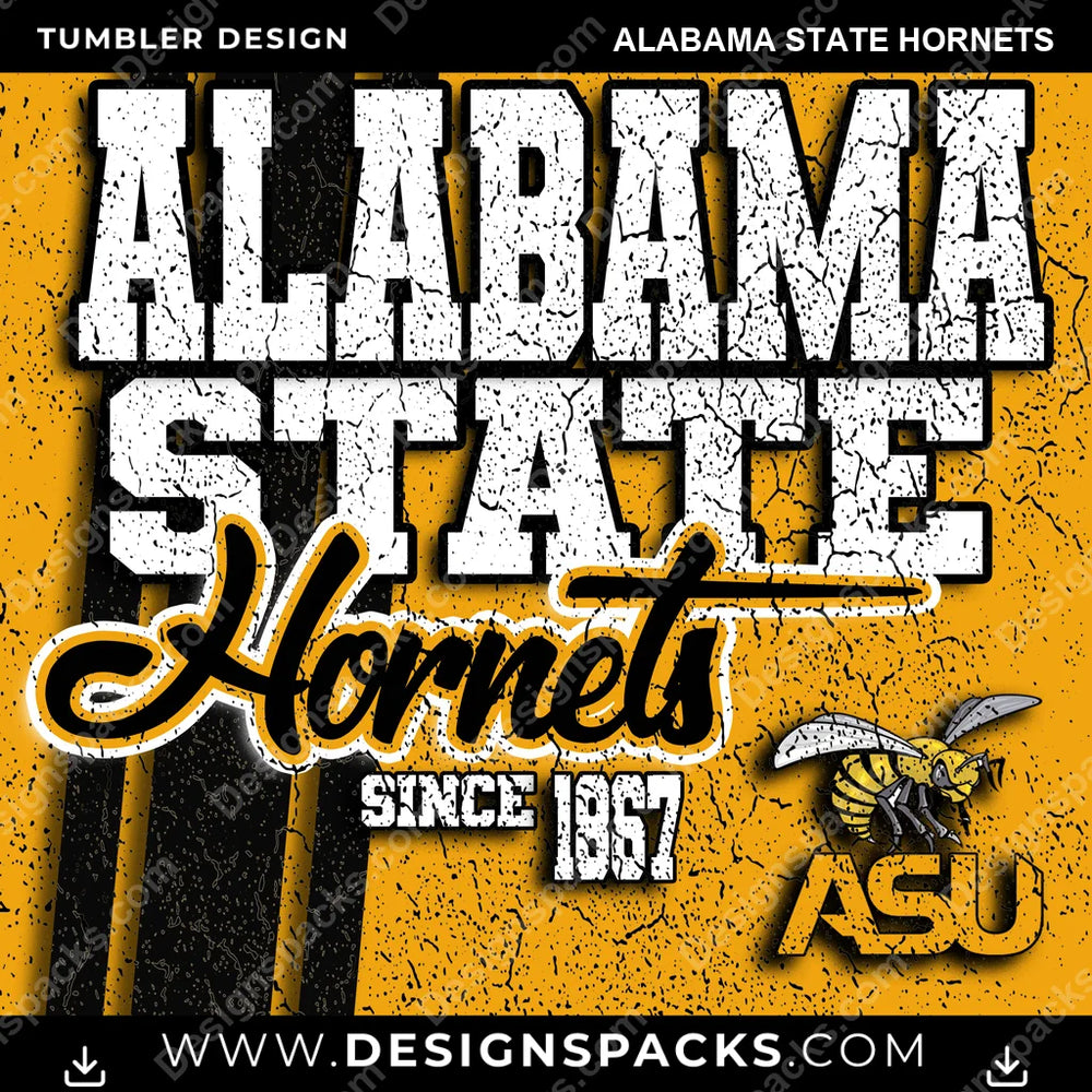 College Sport Grunge Alabama State Hornets NCAA College Sport Tumbler Digital Wrap Design Download
