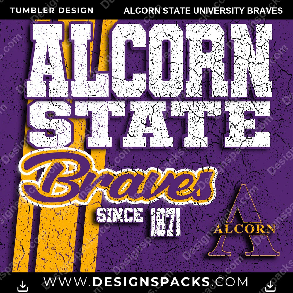 College Sport Grunge Alcorn State University Braves NCAA College Sport Tumbler Digital Wrap Design Download