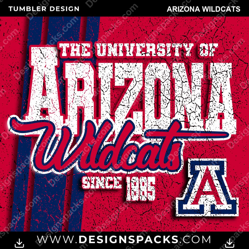 College Sport Grunge Arizona Wildcats NCAA College Sport Tumbler Digital Wrap Design Download