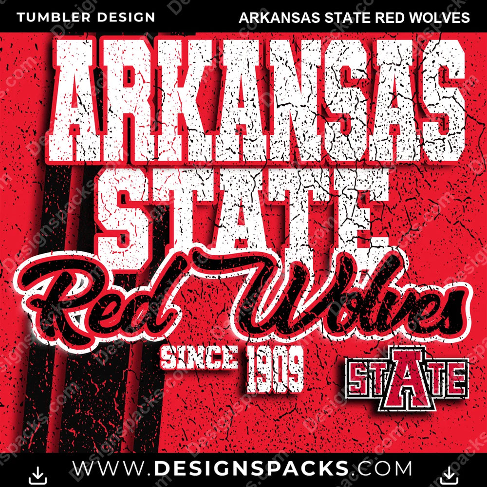 College Sport Grunge Arkansas State Red Wolves NCAA College Sport Tumbler Digital Wrap Design Download