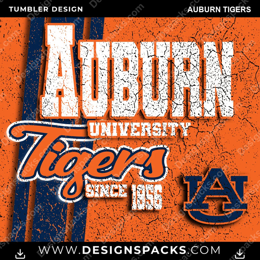 College Sport Grunge Auburn Tigers NCAA College Sport Tumbler Digital Wrap Design Download