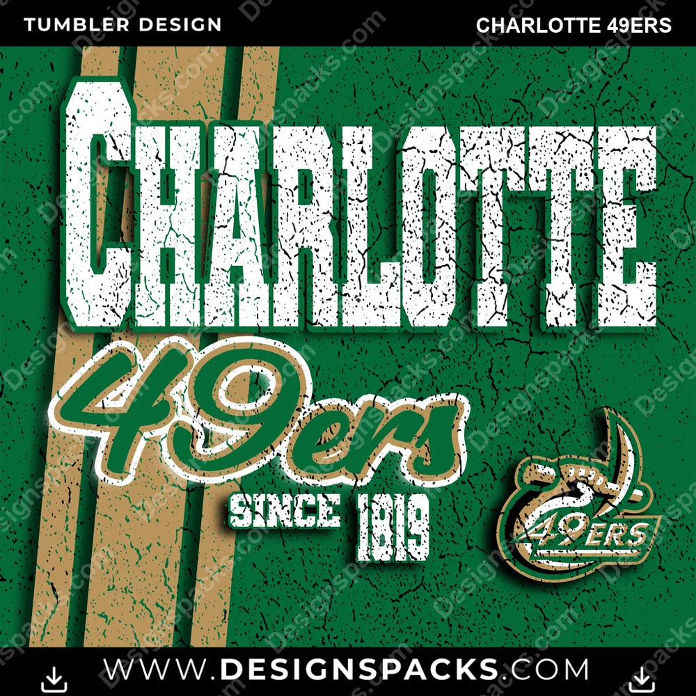 College Sport Grunge Charlotte 49ers NCAA College Sport Tumbler Digital Wrap Design Download