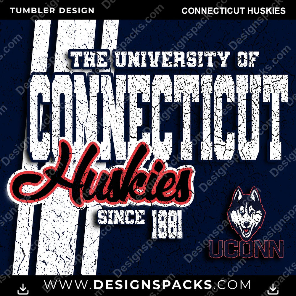 College Sport Grunge Connecticut Huskies NCAA College Sport Tumbler Digital Wrap Design Download