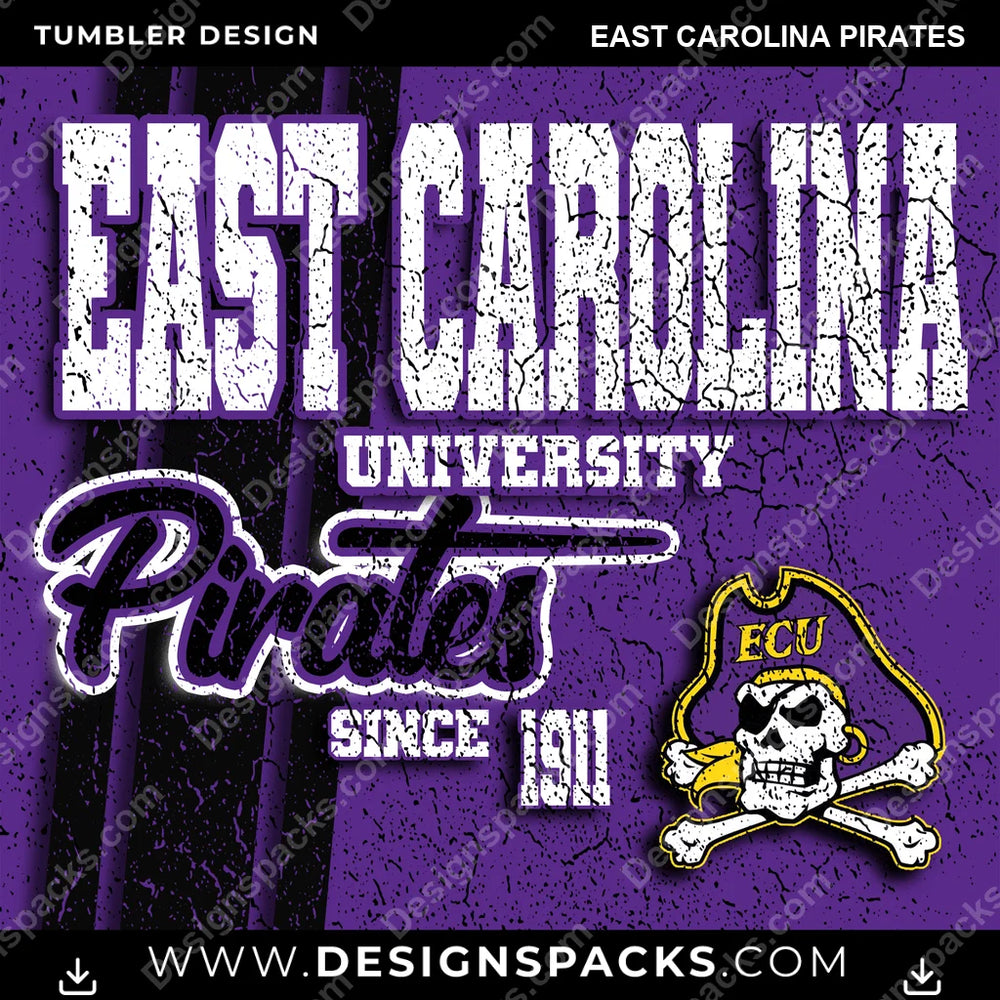 College Sport Grunge East Carolina Pirates NCAA College Sport Tumbler Digital Wrap Design Download