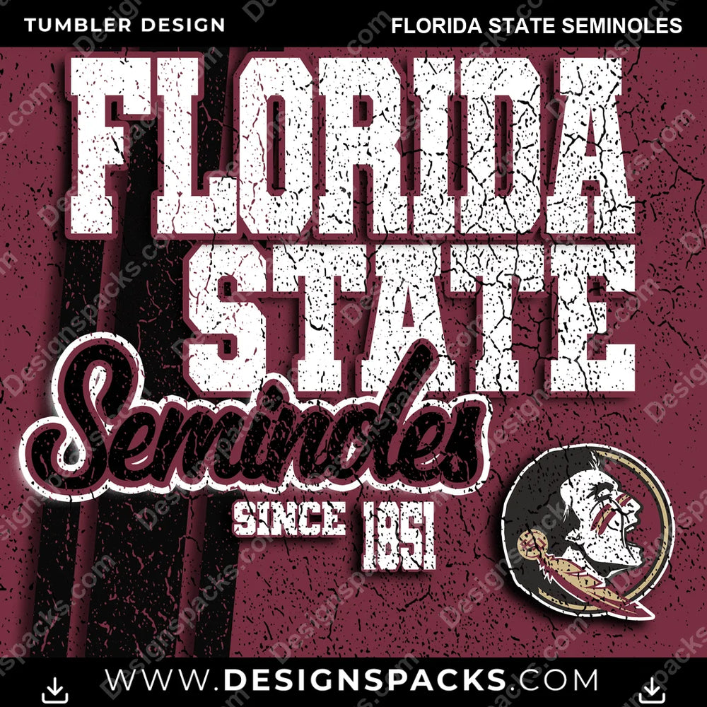 College Sport Grunge Florida State Seminoles NCAA College Sport Tumbler Digital Wrap Design Download