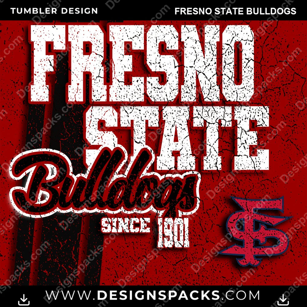 College Sport Grunge Fresno State Bulldogs NCAA Tumbler Digital Wrap Design Download