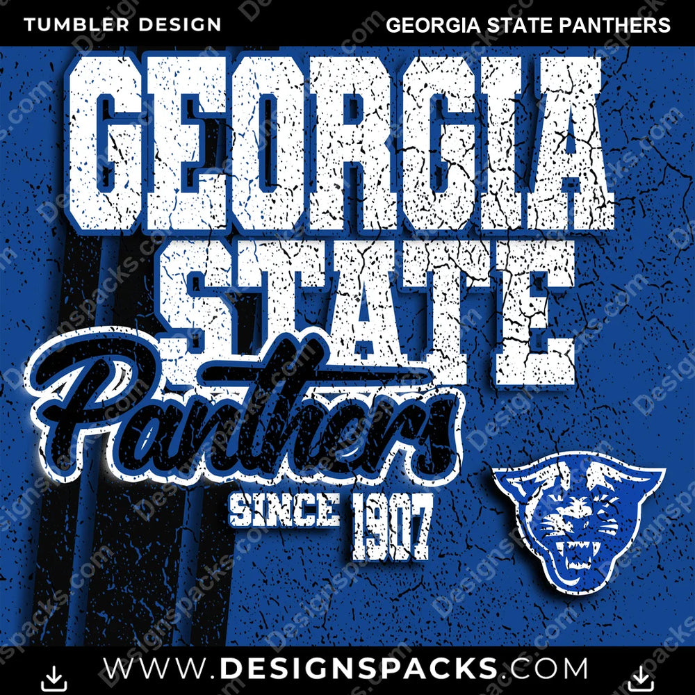 College Sport Grunge Georgia State Panthers NCAA College Sport Tumbler Digital Wrap Design Download