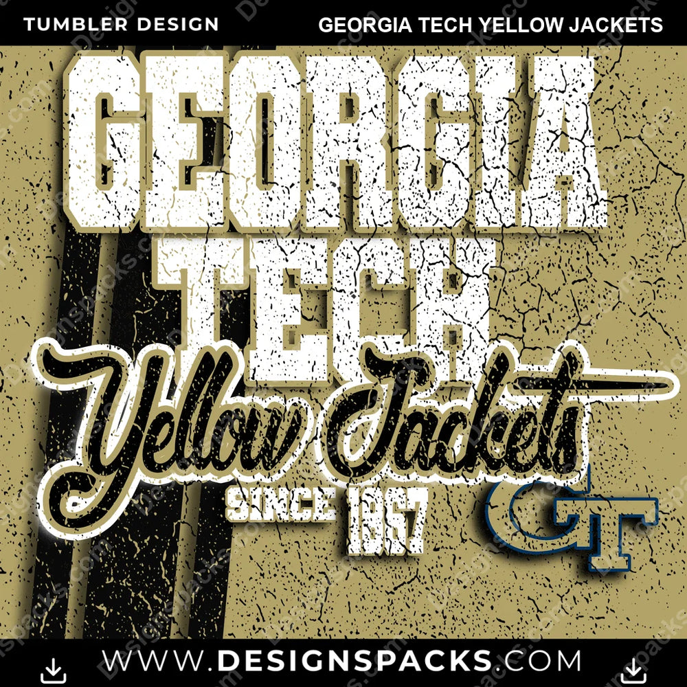 College Sport Grunge Georgia Tech Yellow Jackets NCAA College Sport Tumbler Digital Wrap Design Download