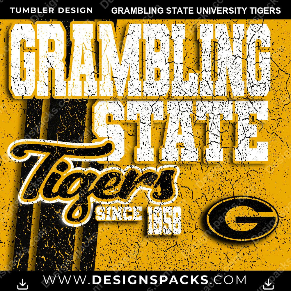 College Sport Grunge Grambling State University Tigers NCAA College Sport Tumbler Digital Wrap Design Download