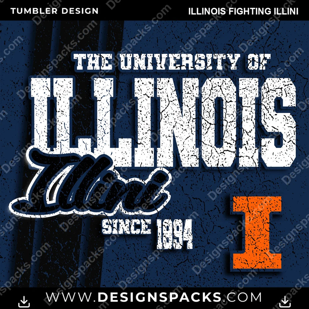 College Sport Grunge Illinois Fighting Illini NCAA College Sport Tumbler Digital Wrap Design Download