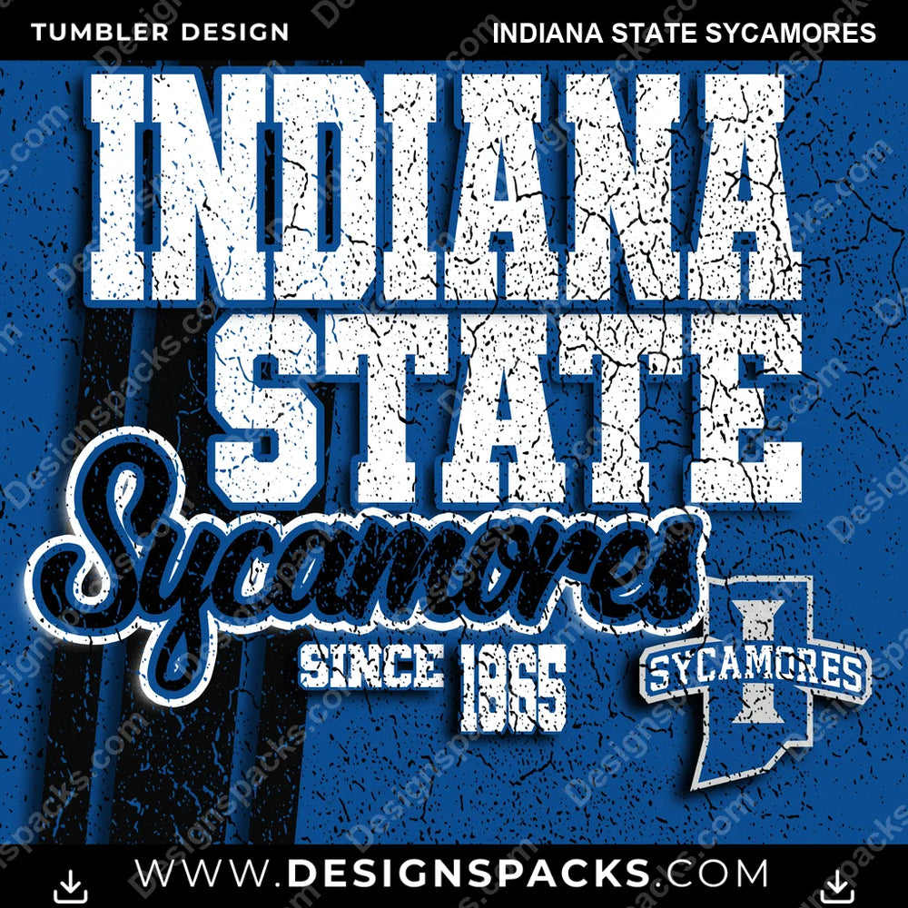 College Sport Grunge Indiana State Sycamores NCAA College Sport Tumbler Digital Wrap Design Download