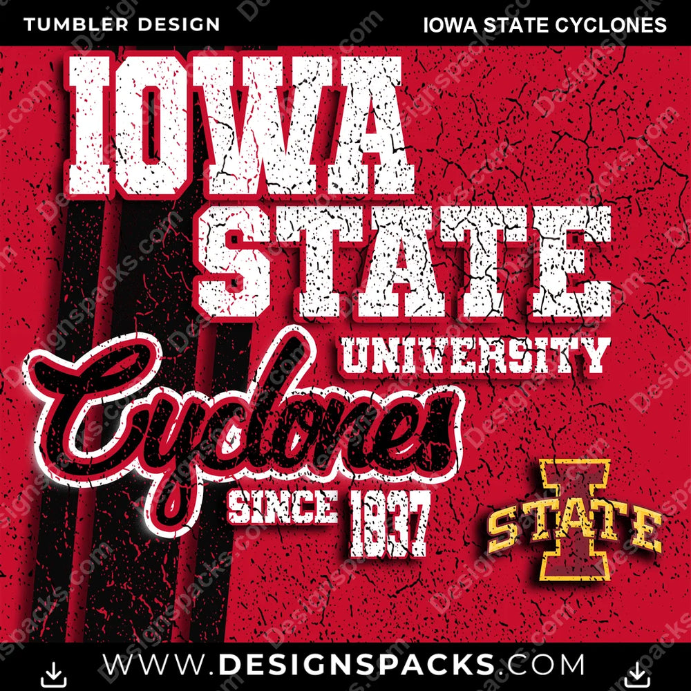 College Sport Grunge Iowa State Cyclones NCAA College Sport Tumbler Digital Wrap Design Download
