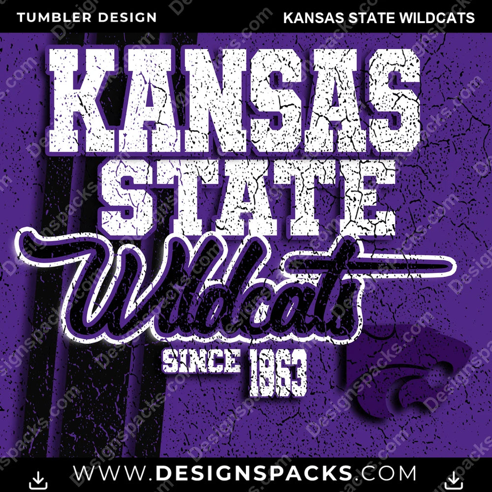 College Sport Grunge Kansas State Wildcats NCAA College Sport Tumbler Digital Wrap Design Download