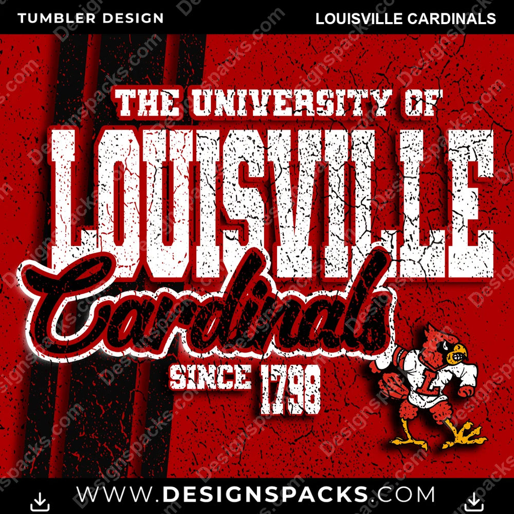 College Sport Grunge Louisville Cardinals NCAA College Sport Tumbler Digital Wrap Design Download