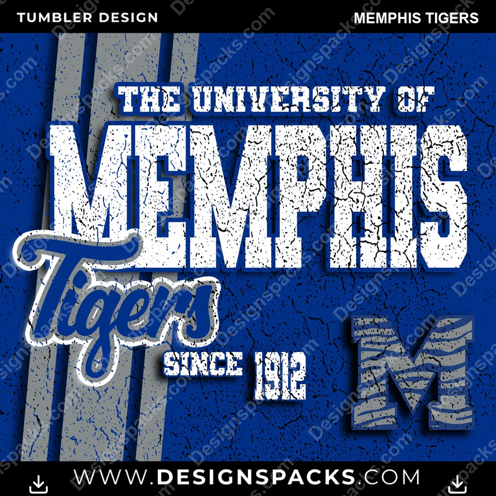 College Sport Grunge Memphis Tigers NCAA College Sport Tumbler Digital Wrap Design Download