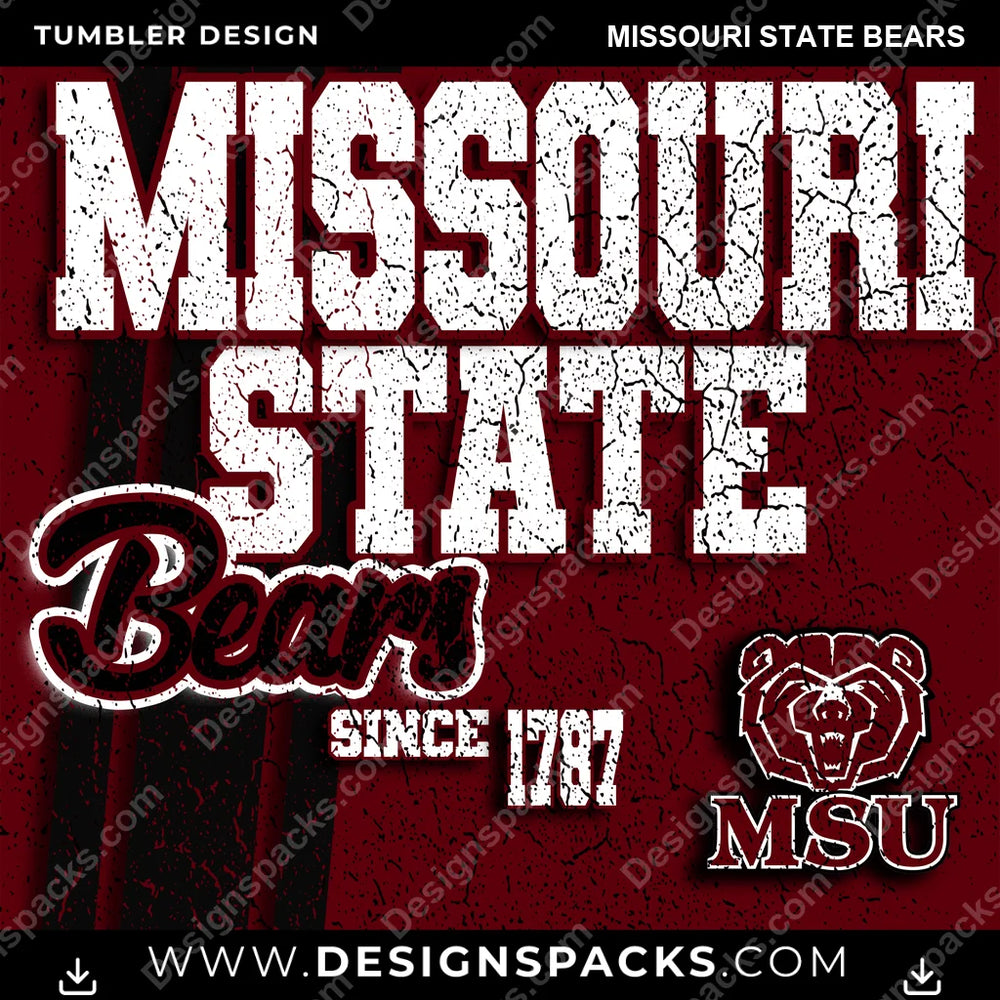 College Sport Grunge Missouri State Bears NCAA College Sport Tumbler Digital Wrap Design Download