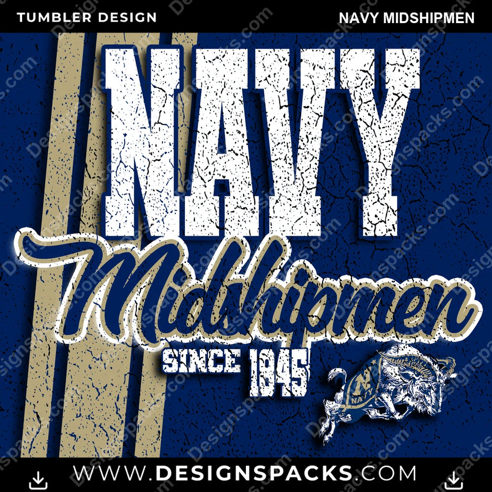 College Sport Grunge Navy Midshipmen NCAA College Sport Tumbler Digital Wrap Design Download