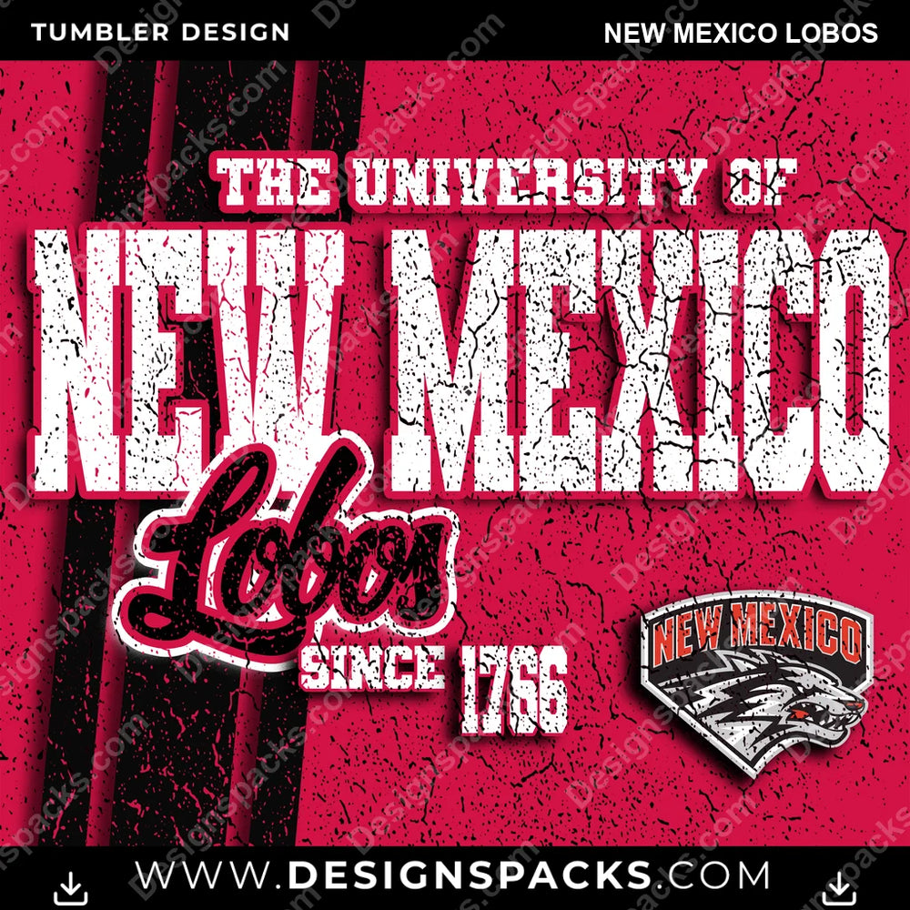 College Sport Grunge New Mexico Lobos NCAA College Sport Tumbler Digital Wrap Design Download