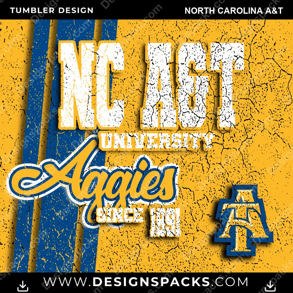 College Sport Grunge North Carolina A&T NCAA College Sport Tumbler Digital Wrap Design Download