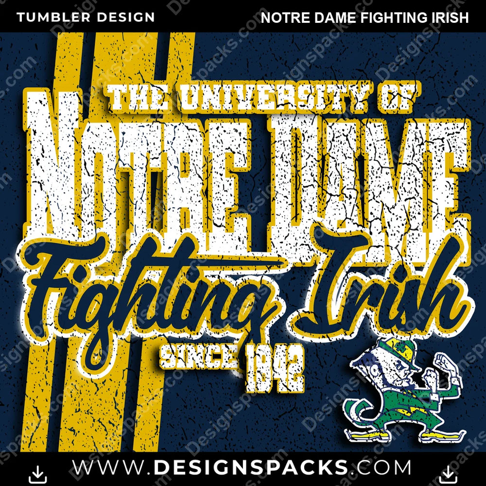 College Sport Grunge Notre Dame Fighting Irish NCAA College Sport Tumbler Digital Wrap Design Download