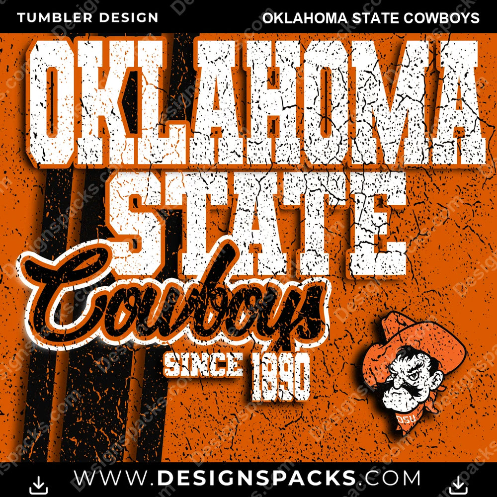 College Sport Grunge Oklahoma State Cowboys NCAA College Sport Tumbler Digital Wrap Design Download