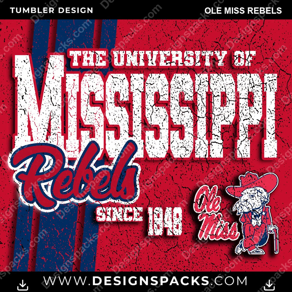 College Sport Grunge Ole Miss Rebels NCAA College Sport Tumbler Digital Wrap Design Download