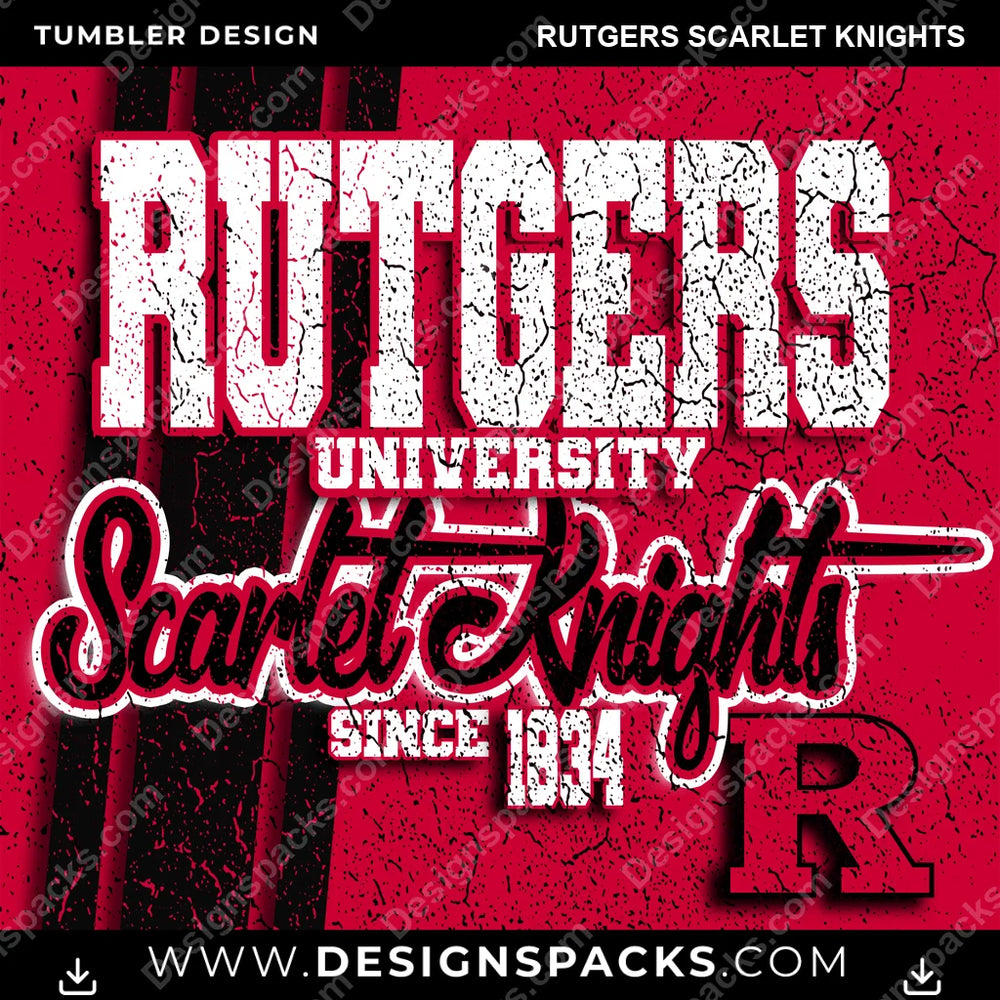 College Sport Grunge Rutgers Scarlet Knights NCAA College Sport Tumbler Digital Wrap Design Download