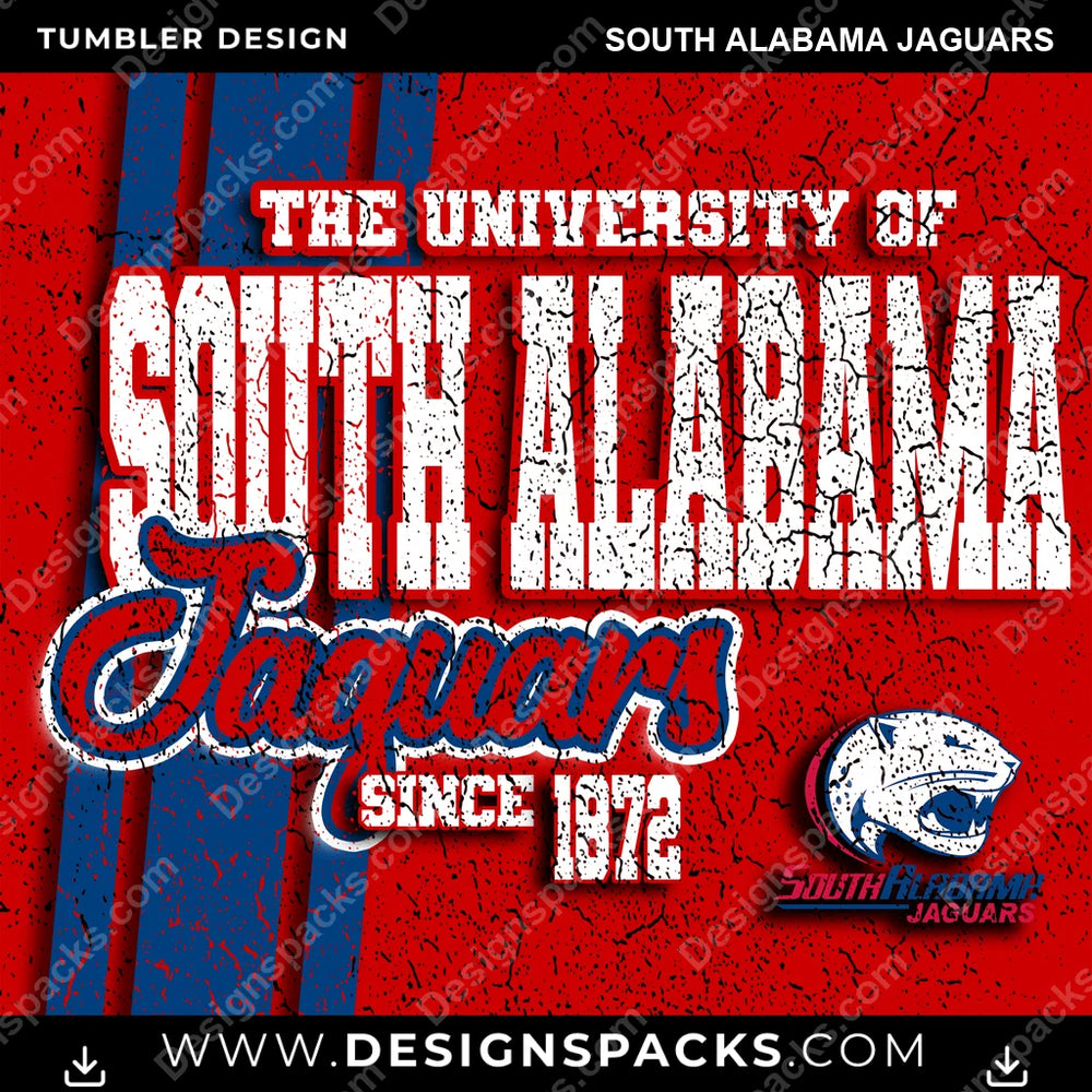 College Sport Grunge South Alabama Jaguars NCAA College Sport Tumbler Digital Wrap Design Download