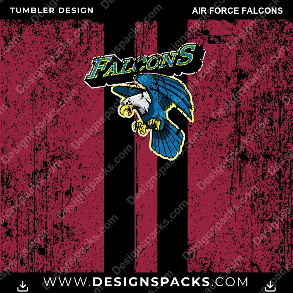 College Sport Grunge Style Air Force Falcons NCAA College Sport Tumbler Digital Wrap Design Download
